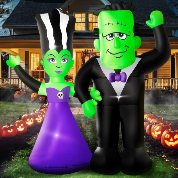7FT Ghost Couple Blow Up  Inflatables Yard Decoration with Built-in LED Lights - Picture 1 of 8